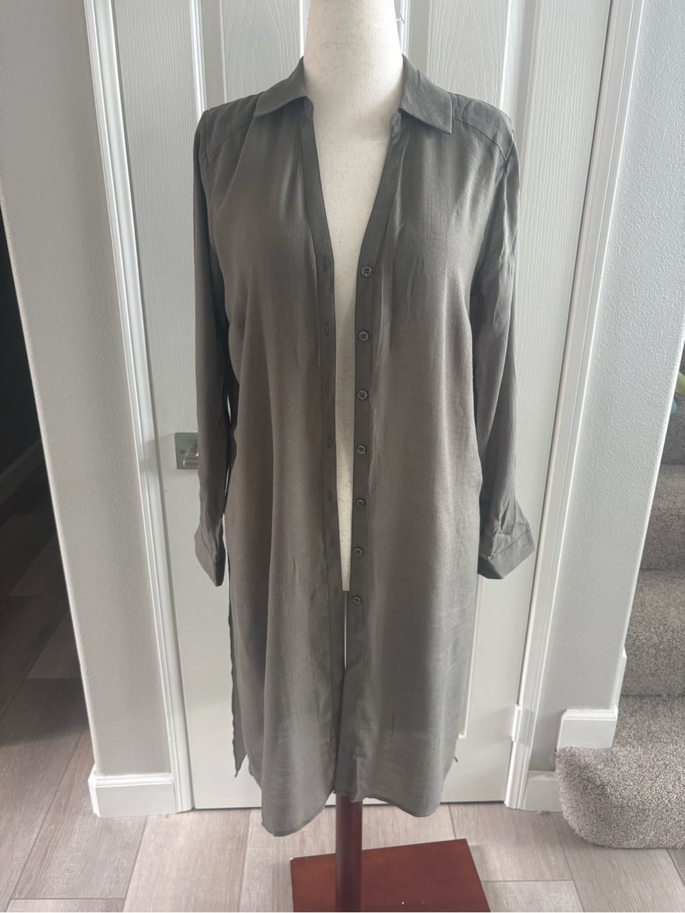 I.N.C. | Khaki Button Down Duster, Beach Cover Up | sz M | Exc Condition